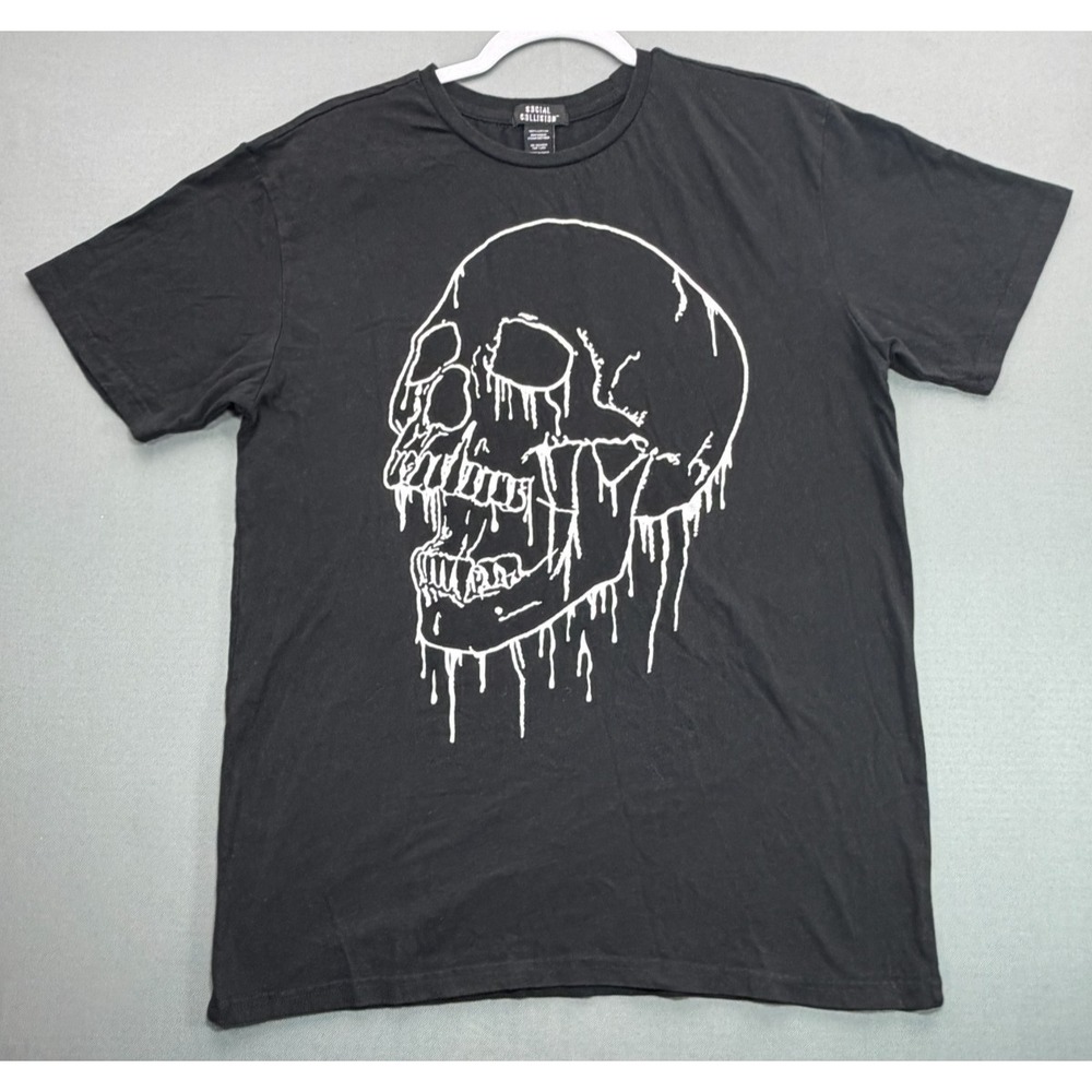 Social Collision | Dripping Skull Graphic T Shirt | Men's Medium MD Black Goth